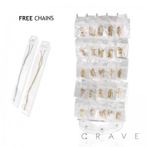 52PCS OF 2-SIDED TABLE TOP DISPLAY SET (GOLD AND SILVER COLOR ALLOY INITIAL PENDANTS A-Z WITH CHAIN)